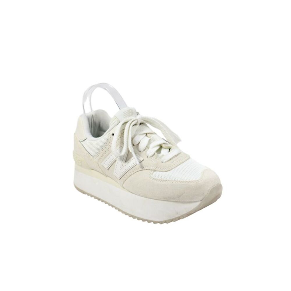 New Balance Women's Suede Mesh Inlet Lace-Up Rubber Sole Sneakers Beige Size 7.5
